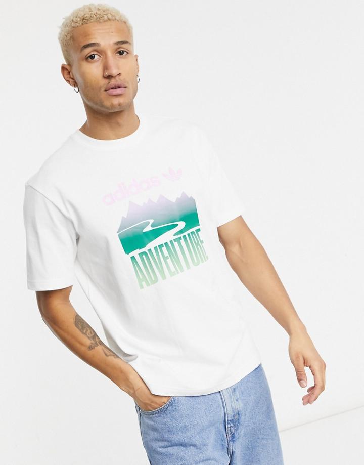 Adidas Originals T-shirt In White With Adventure Graphic Print