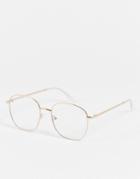 Quay Jezabel Round Sunglasses In Gold Clear