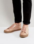 Asos Sneakers In Pink Patent With Gum Sole - Pink