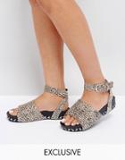 The March Animal Print Ankle Strap Sandals - Multi