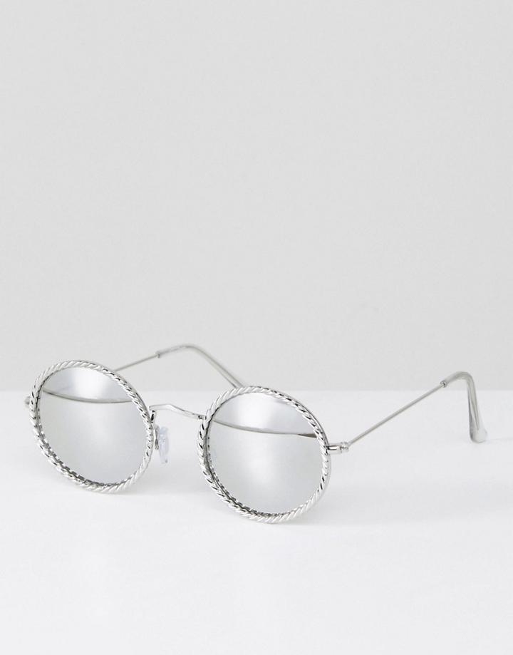Jeepers Peepers Embelished Round Sunglasses In Silver - Silver