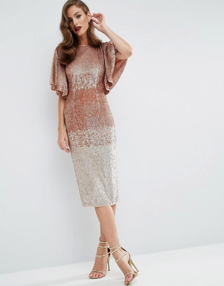 Asos Red Carpet Ombre Embellished Caftan Midi Dress - Multi