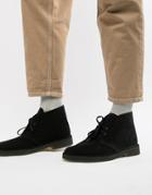 Clarks Originals Desert Boots In Black Suede - Black