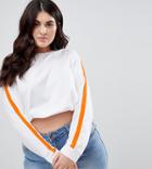Asos Curve Crop Top With Contrast Panel Detailing - White