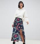 Reclaimed Vintage Inspired Midi Skirt In Scarf Print-multi