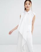 Zacro Sleeveless Shirt With Asymmetric Layer - White