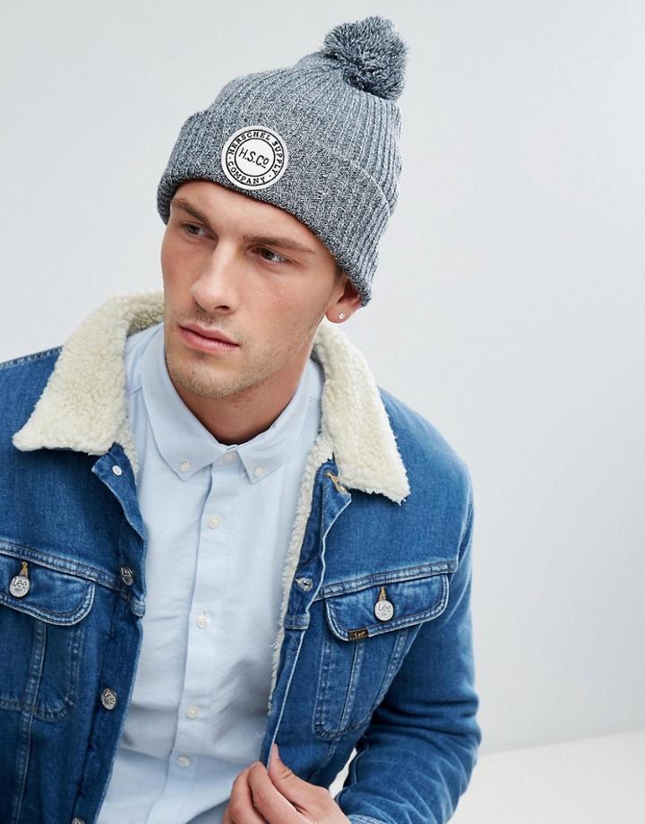Herschel Supply Co Sepp Bobble Beanie In Black - Gray