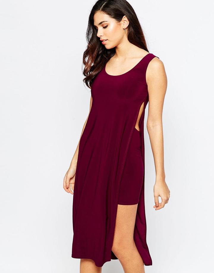 Love Grape Tabard Dress With Cut Out Underdress - Grape