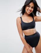 Asos Design Mix And Match Elastic Trim Crop Bikini Top - Black