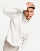 Asos Design Oversized Boxy Half Zip Sweatshirt In Soft White-grey