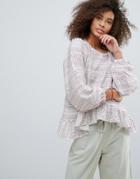 Traffic People Graphic Print Pephem Top - Red