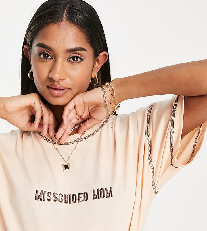 Missguided Maternity Contrast Stitch Tee In Rose - Part Of A Set-neutral