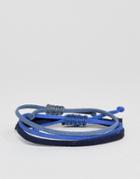 Asos Faux Leather Bracelet Pack In Blue - Blue