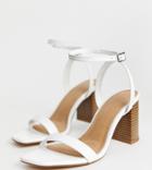 Asos Design Wide Fit Hong Kong Barely There Block Heeled Sandals In White - White