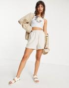 Asos Design Boxer Short In Oatmeal Linen - Part Of A 3 Piece Set-neutral