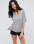 Asos Slouchy Oversized T-shirt In Rib - Gray
