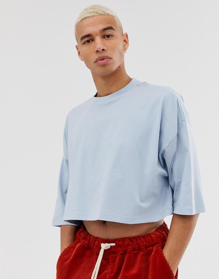 Asos Design Organic Oversized Crop T-shirt In Blue