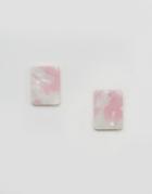 Asos Rectangle Marble Stud Earrings - Pink
