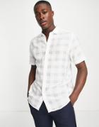 Topman Formal Textured Shirt In White Check