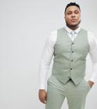 Asos Plus Wedding Skinny Suit Vest In Sage Green - Green