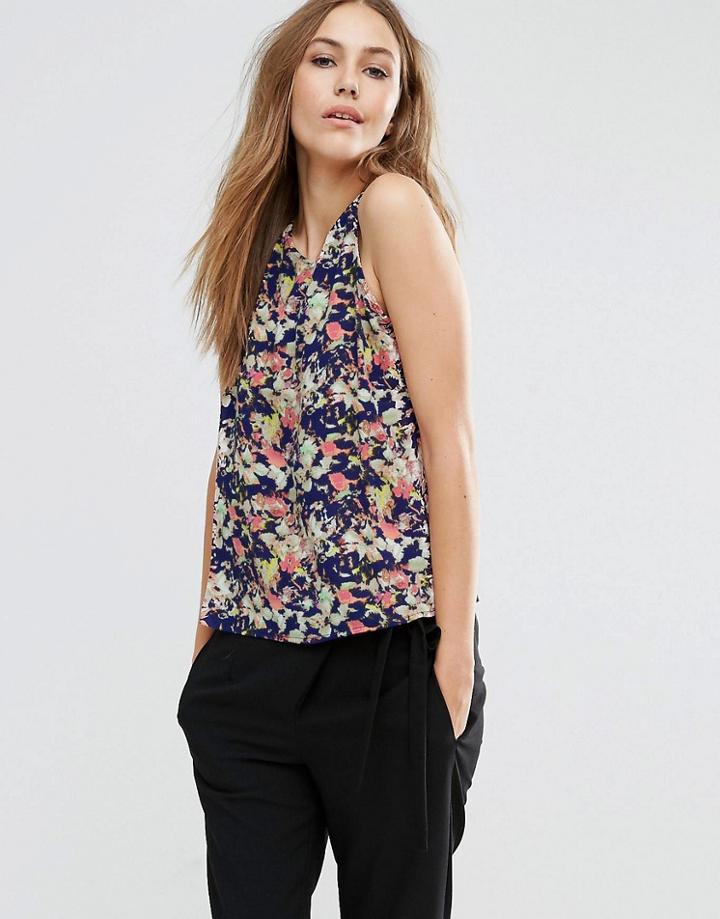 Poppy Lux Renetta Smudge Print Racer Tank - Multi