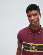 Asos Polo Shirt With Emblem Print And Tipped Collar - Red