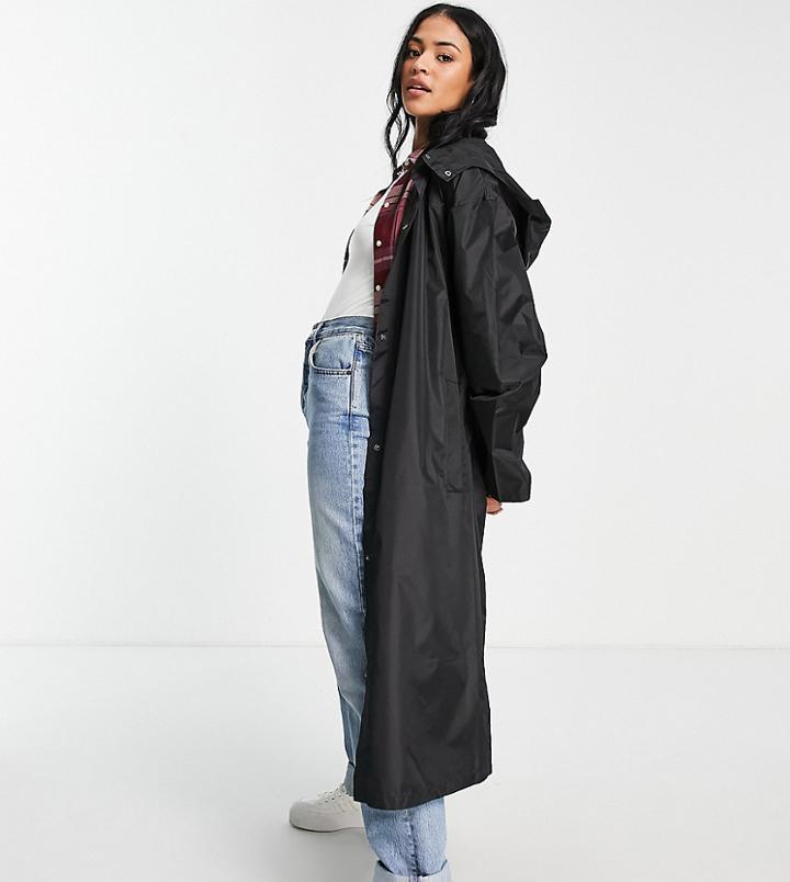Asos Design Tall Recycled Rain Parka In Black