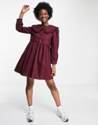 Lola May Statement Collar Mini Dress In Deep Purple