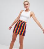 Daisy Street Mini Skirt In Rainbow Stripe - Multi