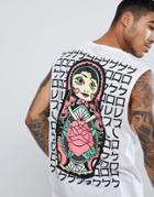 Hnr Ldn Doll Back Print Sleeveless T-shirt Tank - White