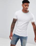 Asos Design Muscle Fit Ribbed T-shirt With Stretch And Tipping - Multi