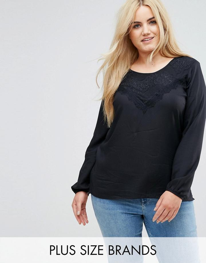 Junarose Lace Insert Blouse - Black