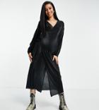 Topshop Maternity Plisse Wrap Midi Dress In Black