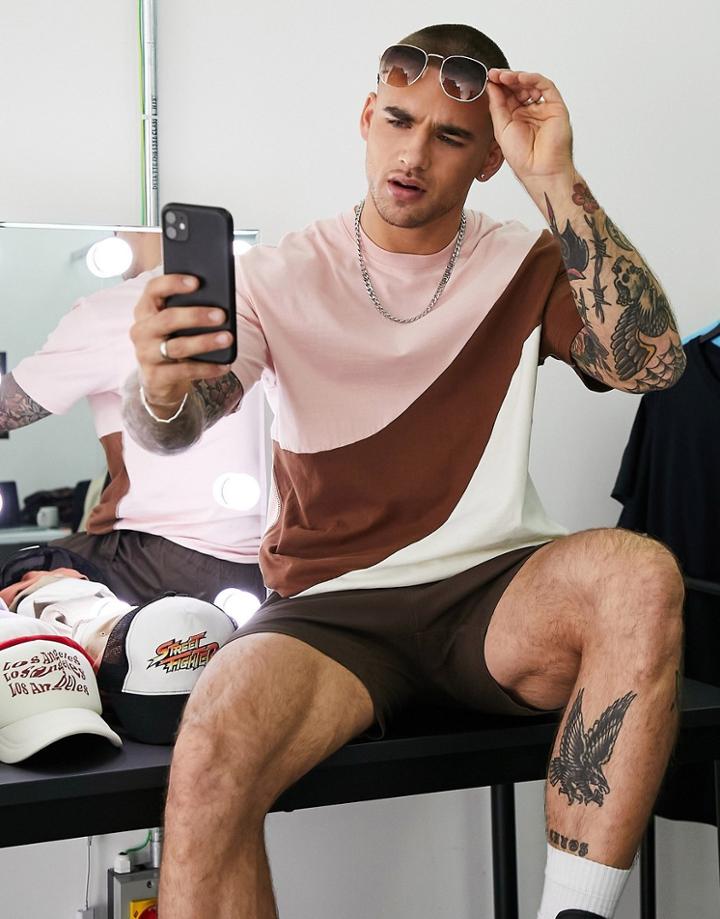Bershka Cut And Sew Oversized T-shirt In Multi