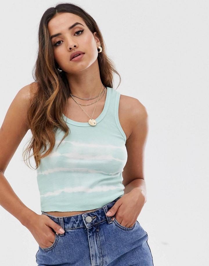 Stradivarius Str Tie Dye Tank In Green - Green