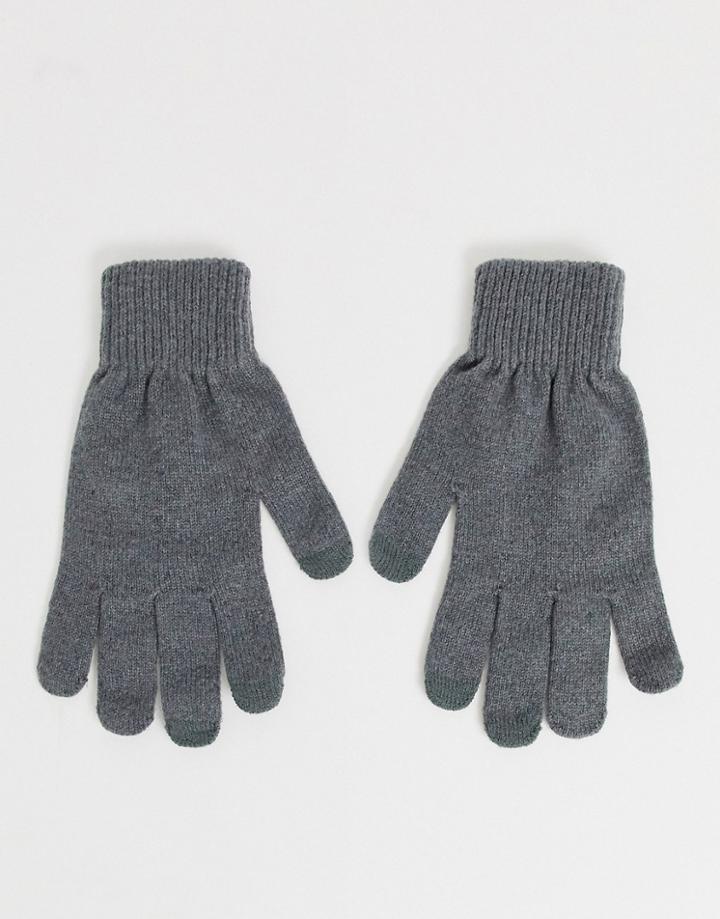 Asos Design Touchscreen Gloves In Gray