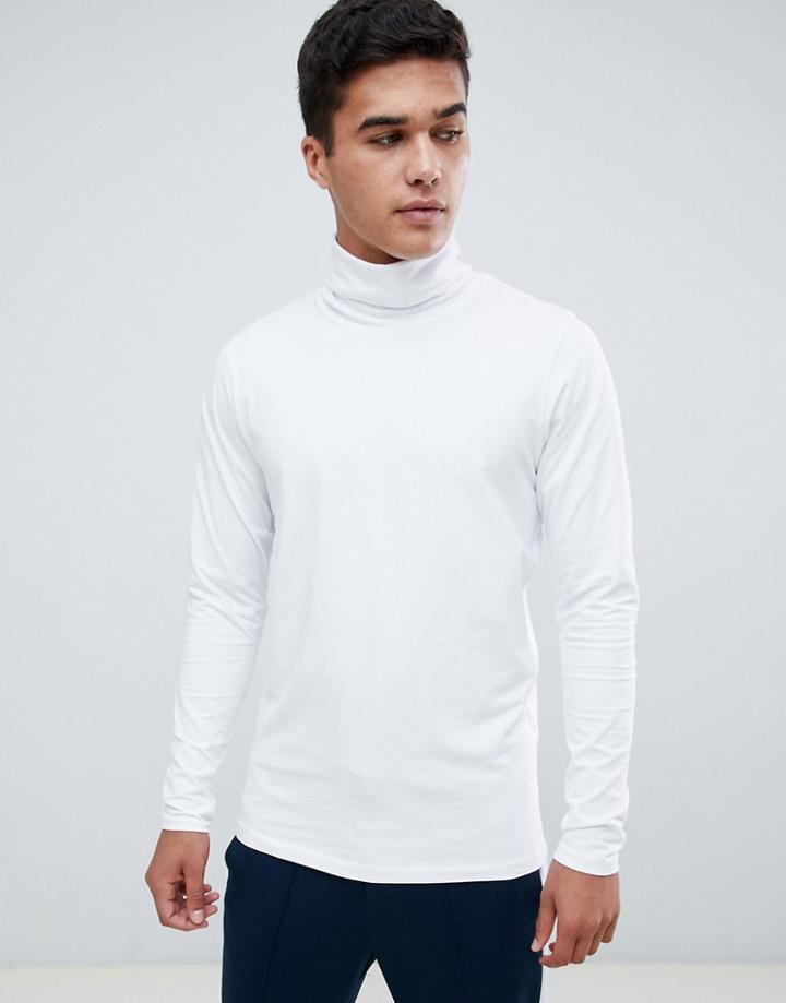 Jack & Jones Premium Roll Neck Long Sleeve Top - White