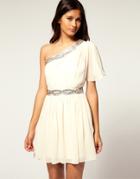 Lipsy Loves Pixie Lott Embellished Grecian One Shoulder Dress - Cream