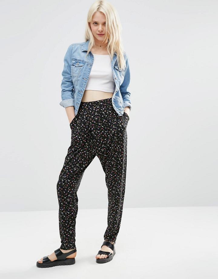 Asos Wrap Jersey Peg Pants In Ditsy Floral - Multi
