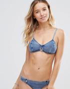 Seafolly Denim Plunge Bikini Top - Blue