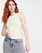 Weekday Fable Organic Cotton Racer Tank With Cut Out Detail In Beige-neutral