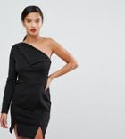 Asos Petite Double Split One Shoulder Mini Dress - Black