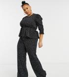 Chi Chi London Plus Polka Dot Wide Leg Pants In Black - Part Of A Set