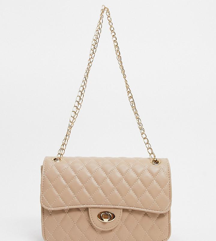 My Accessories London Exclusive Quilted Chain Cross Body Bag In Camel-neutral