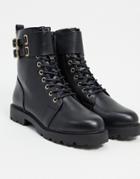 Asos Design Adele Hardware Lace Up Boots In Black