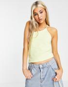 Weekday Innie Organic Cotton One Shoulder Tank Top In Yellow