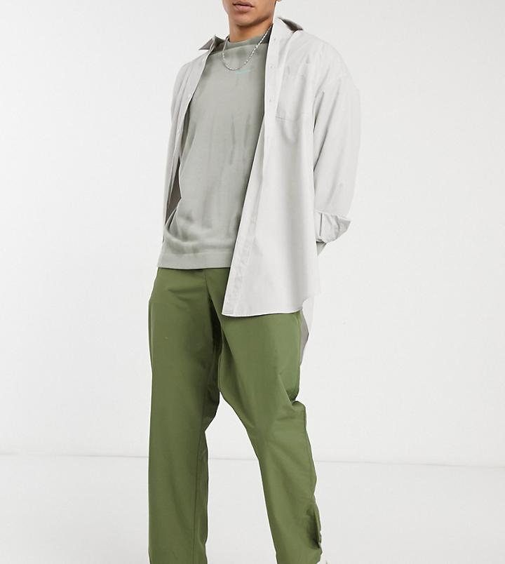 Collusion Straight Leg Nylon Sweatpants In Khaki-green