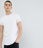 Asos Design Tall T-shirt With Roll Sleeves In White - White