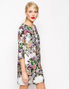 Asos Floral Placement Print Shift Dress - Multi