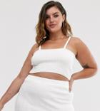 In The Style Plus Knitted Ribbed Crop Top In White